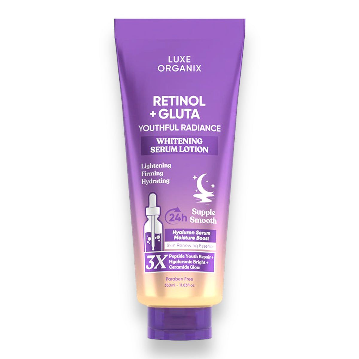 Luxe Organix Retinol + Gluta Youthful Radiance Whitening Serum Lotion - 350ml_0