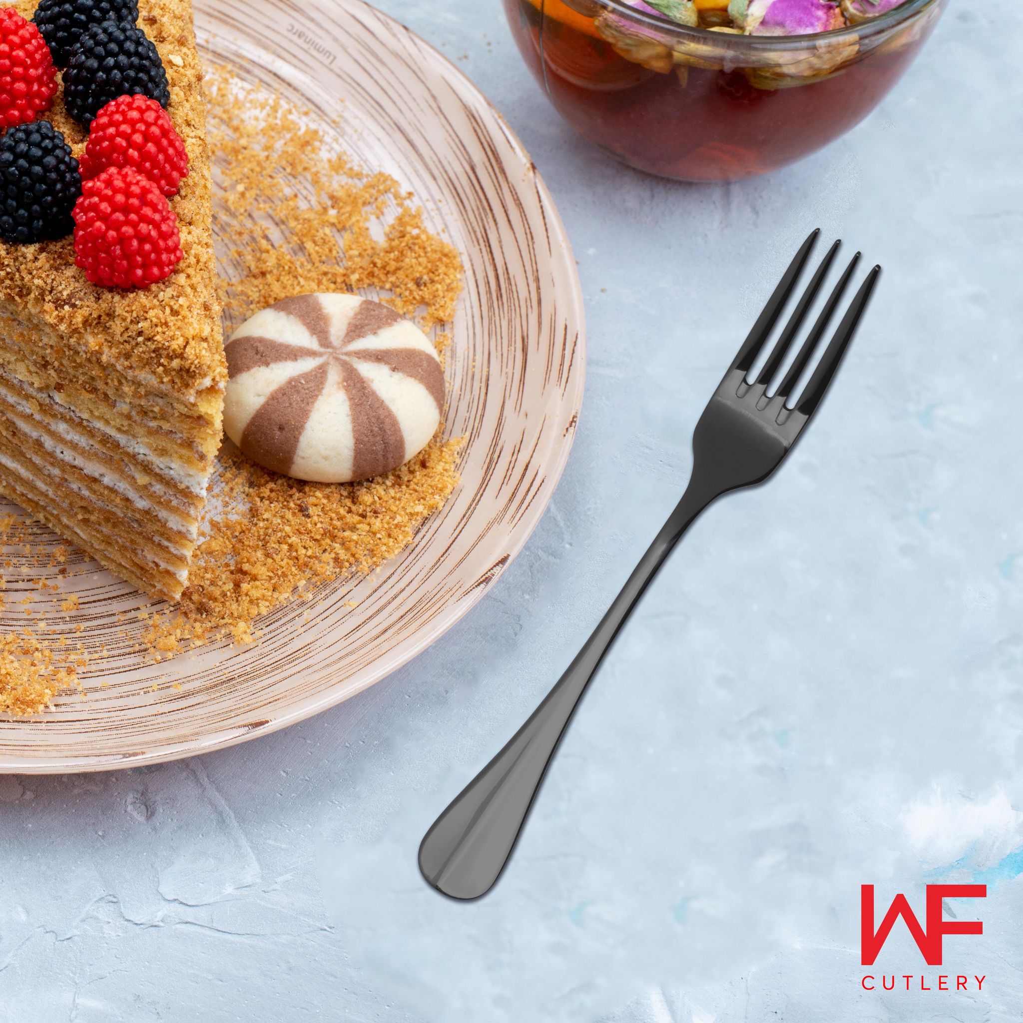 WF JUSTIN DESSERT FORK SATIN BLACK SET/4 GARPU MAKAN PREMIUM_1