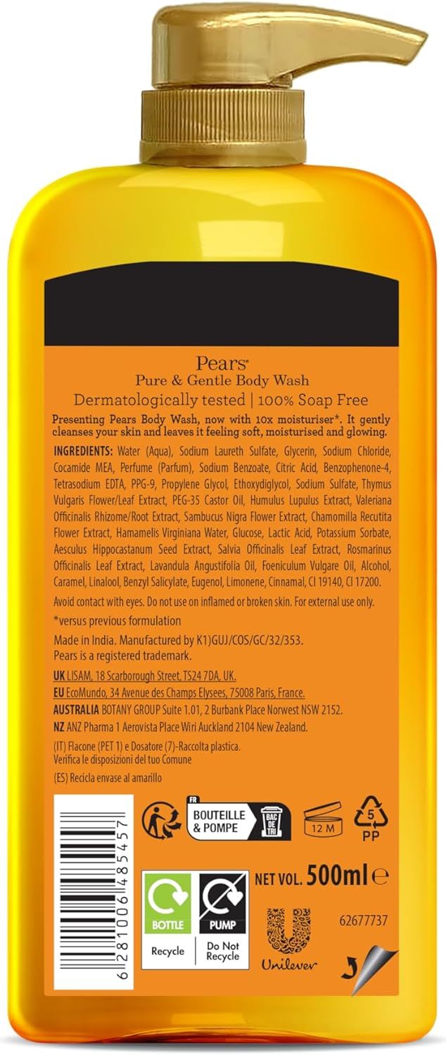 Pears Pure & Gentle Body Wash - Soothing Natural Extracts Shower Gel_1