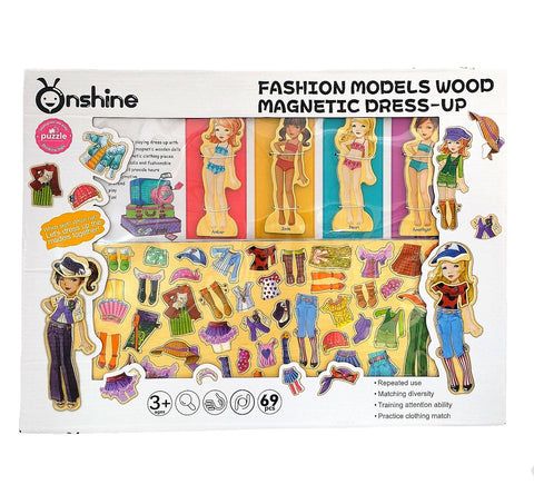 Large wooden magnetic dress-up playset - fashion girl_0