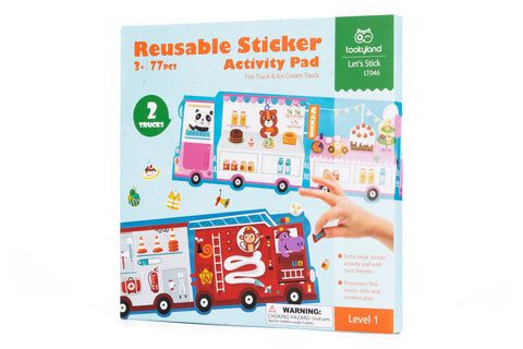 Tooky Reusable Sticker Activity Pad: Fire truck and ice cream truck_0