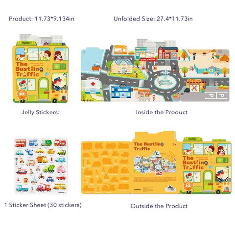 Mideer – Reusable Jelly Sticker Set – The Bustling Traffic – 30pcs_1