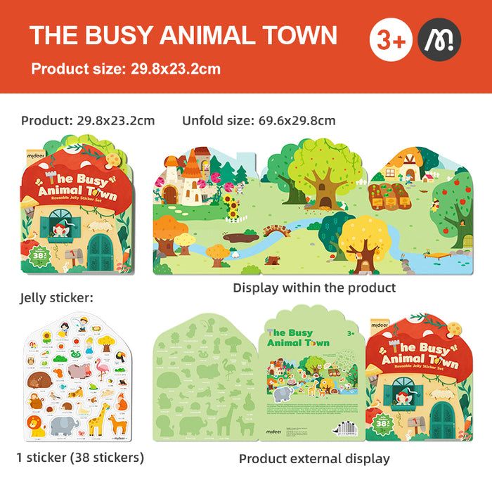 Mideer – Reusable Jelly Sticker Set – The Busy Animal Town – 38pcs_2