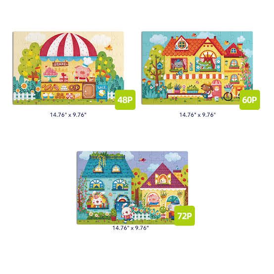 Mideer 3-in-1 Level 4 Puzzle Set: Fairy Tale Town (48-72pcs)_2