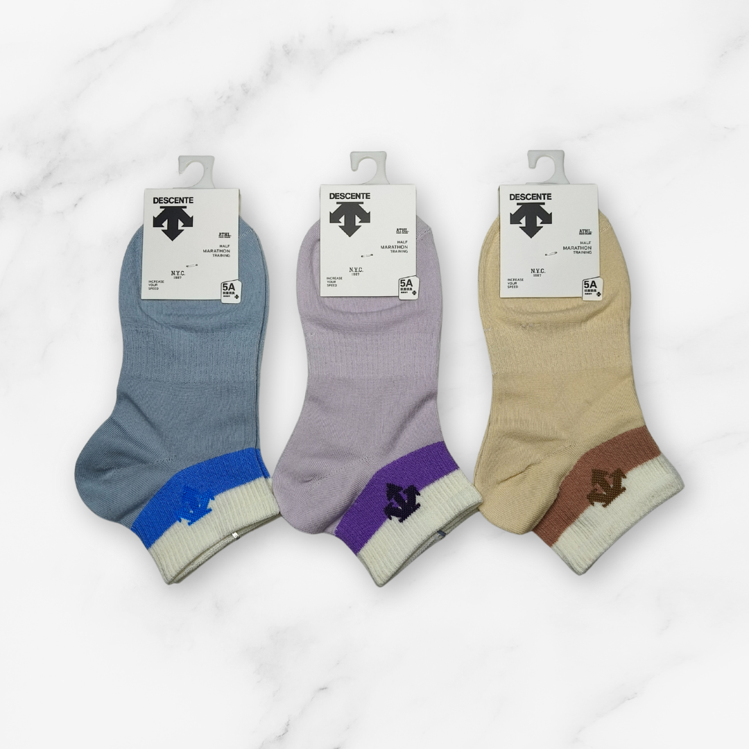 [10074] - 3 Pairs Women’s Cotton-Stretch Low-Cut Ankle Socks – Breathable Stripes/Plain & Everyday Comfort _3