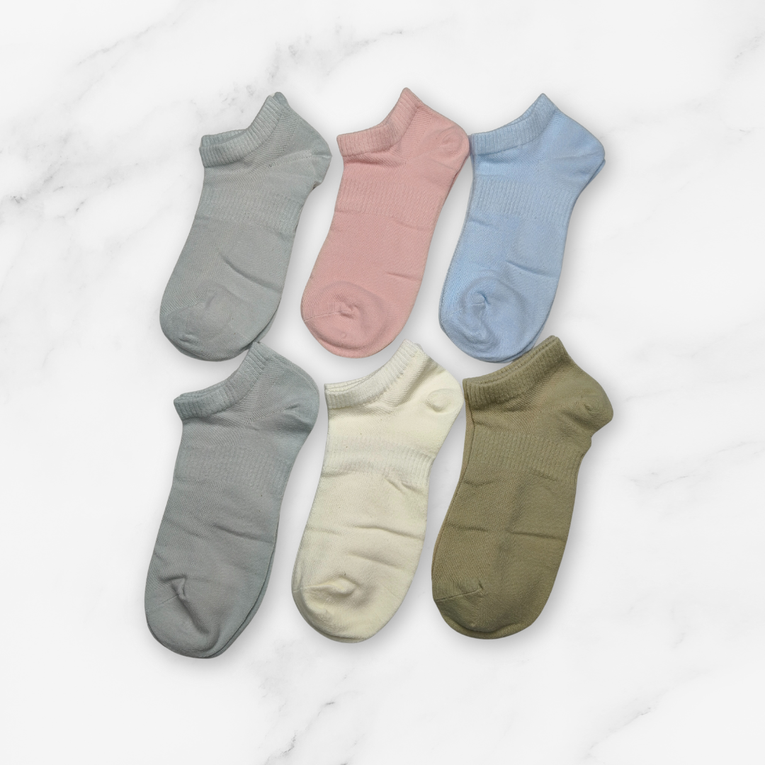 [10122] - 6 Pairs Women’s Cotton Blend Low-Cut Ankle Socks – Soft, Breathable & Everyday Comfort _3