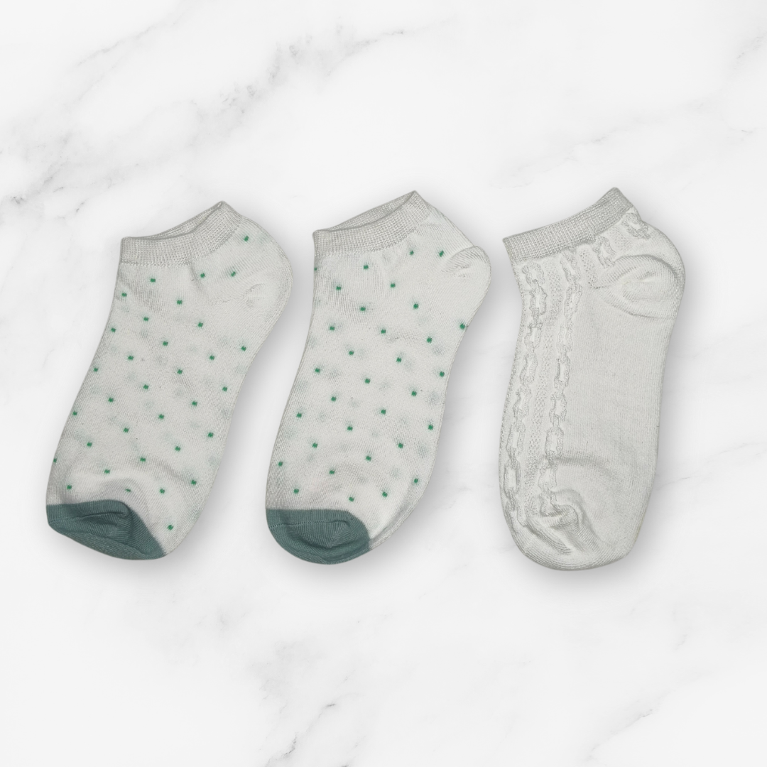 [10053] - 3 Pairs Women’s Cotton Blend Low-Cut Ankle Socks – Breathable, Trendy & Everyday Comfort _8