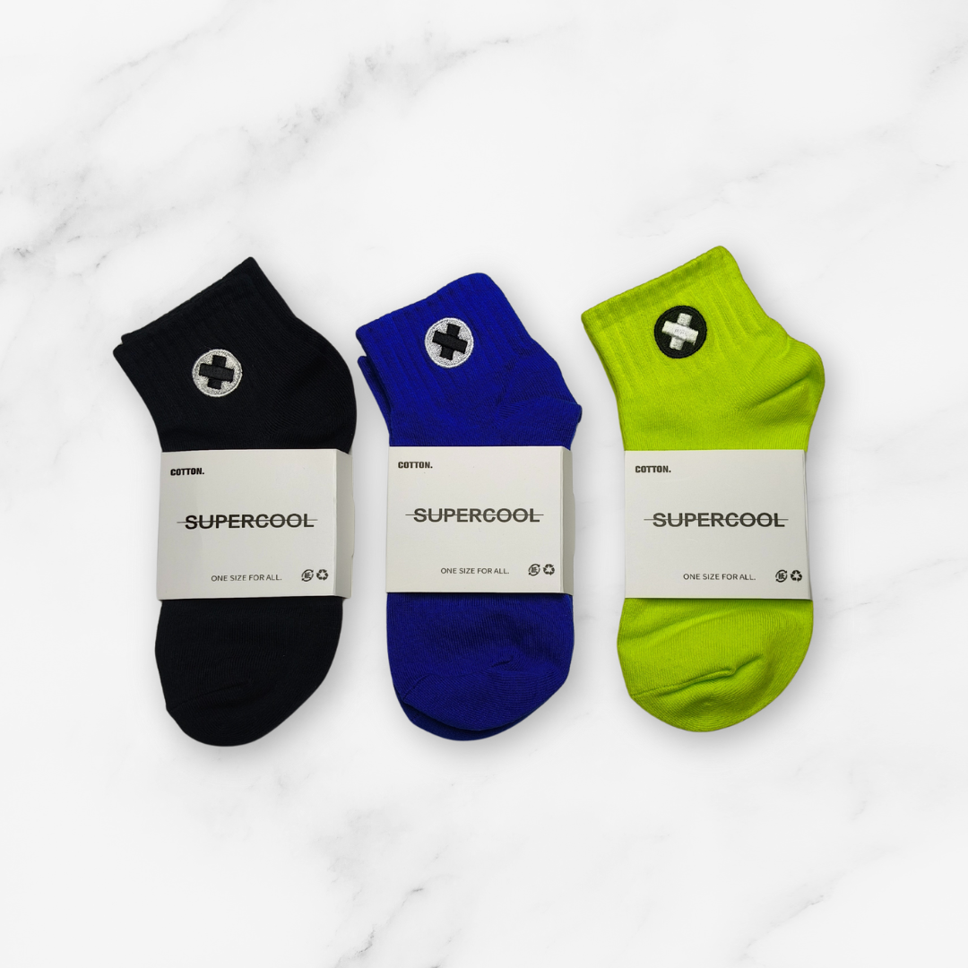 [10150] - 2 or 3 Pairs Unisex Cotton Blend Crew Socks – Breathable Alphabet/Shape Motifs _4