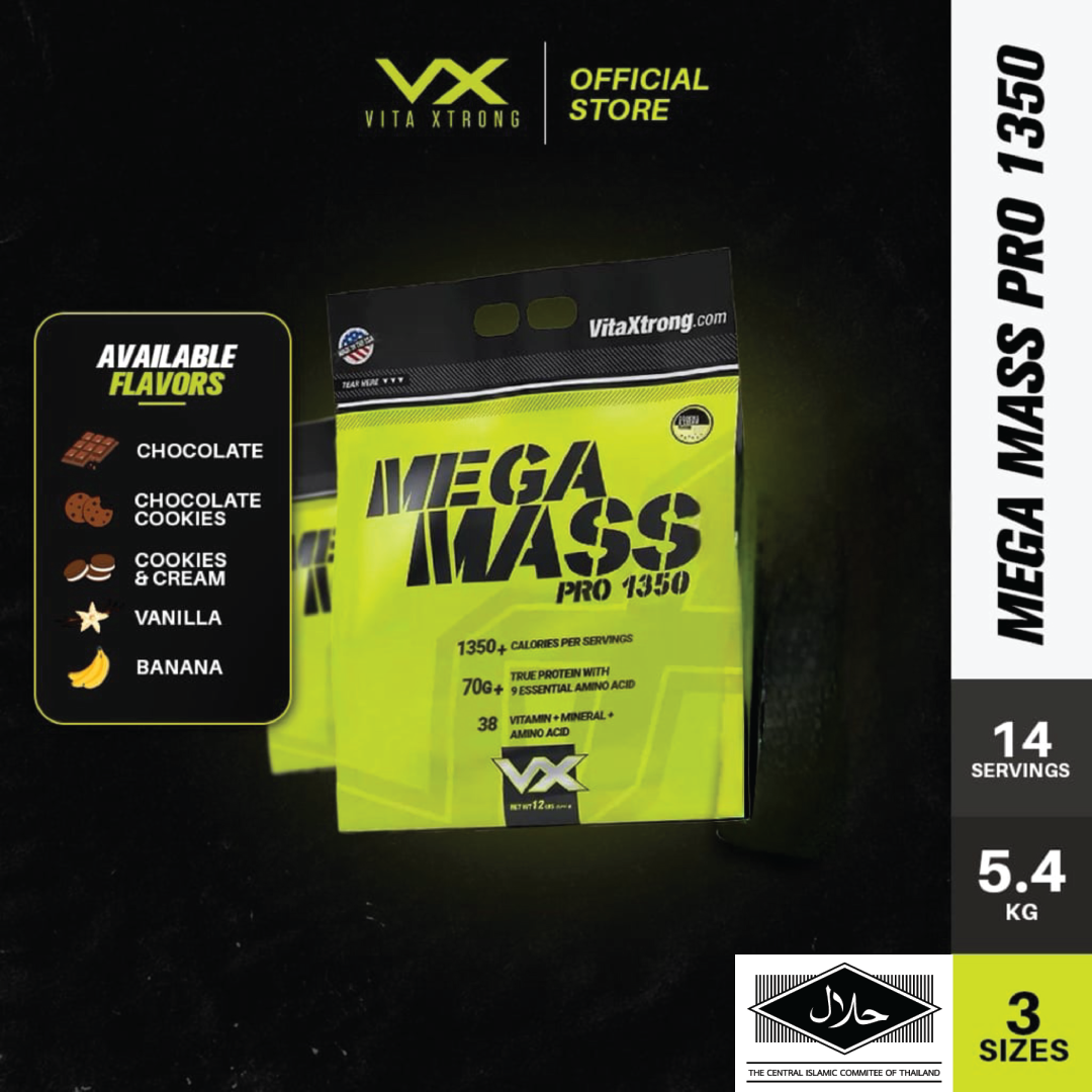 VITAXTRONG MEGA MASS PRO 1350 (6lbs/2.7kg) | 70g Protein, 1350 Calories, Added Casein + 38 Vitamins & Minerals [VX]_1
