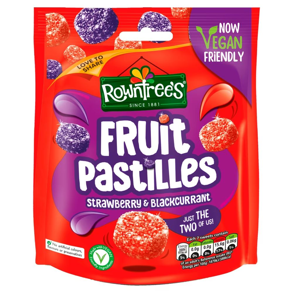 Rowntree's Fruit Pastilles Strawberry & Blackcurrant Sharing Pouch 143g_0