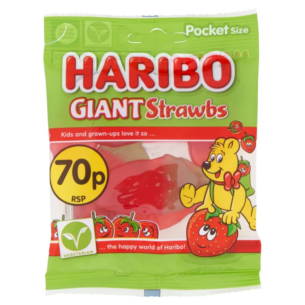 Haribo Giant Strawbs Bag 60g_0