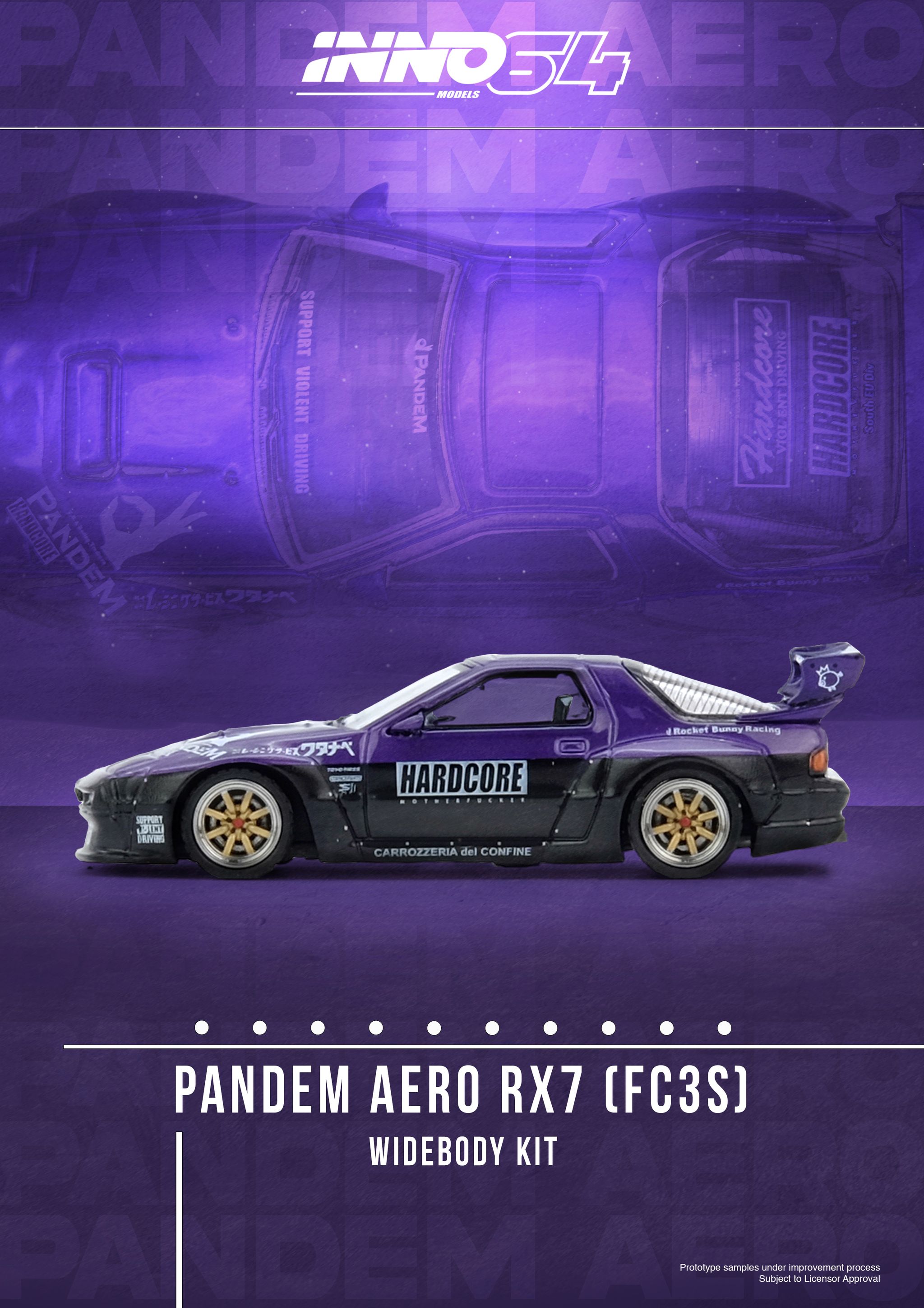 INNO MODEL 1/64 MAZDA RX7 (FC3S) PANDEM ROCKET BUNNY - PURPLE_1