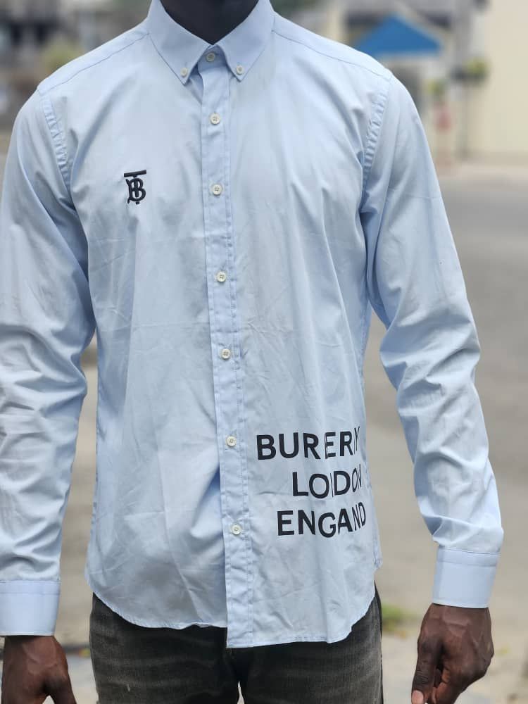 Chemise en coton bleue BURBERRY_0