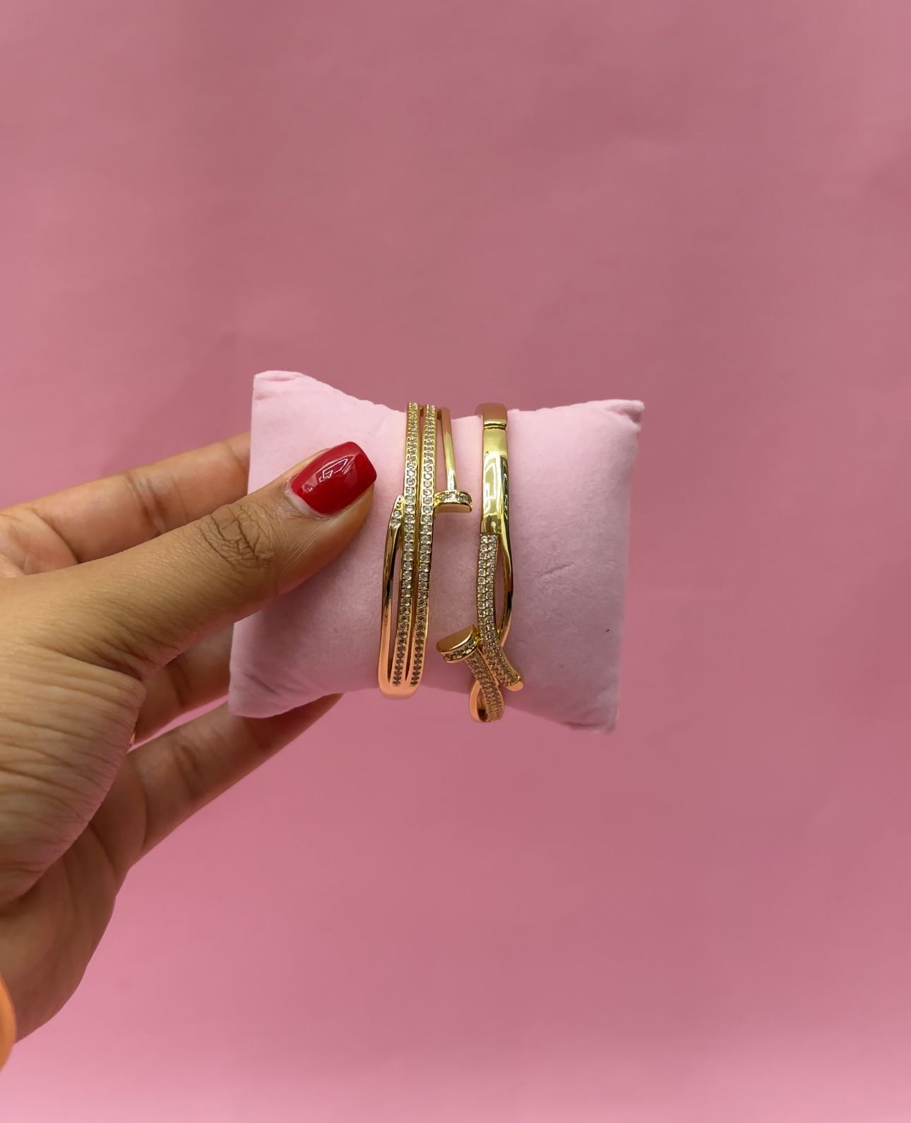 Brazalete circonia clavo doble_0