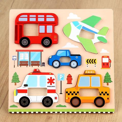 Wooden chunky grip toddler puzzle - Transport_0
