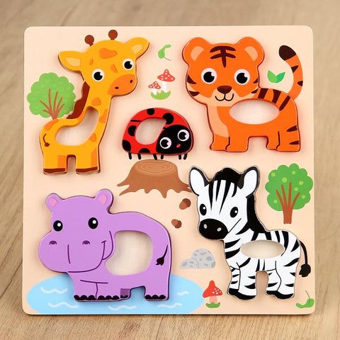 Wooden chunky grip toddler puzzle - Wild animals_0