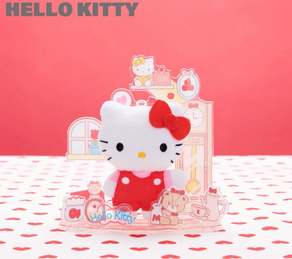 Sega FAVE Sanrio Characters Hello Kitty Plush and Acrylic Sfand Set_0