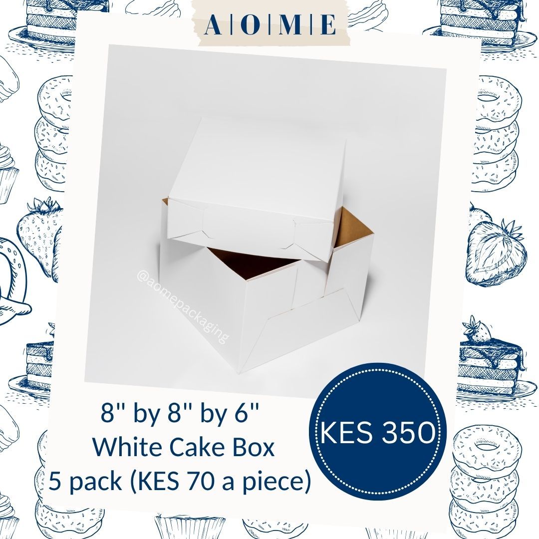 8inch by 8inch by 6inch Kraft White Cake Boxes - 5 Pack_0