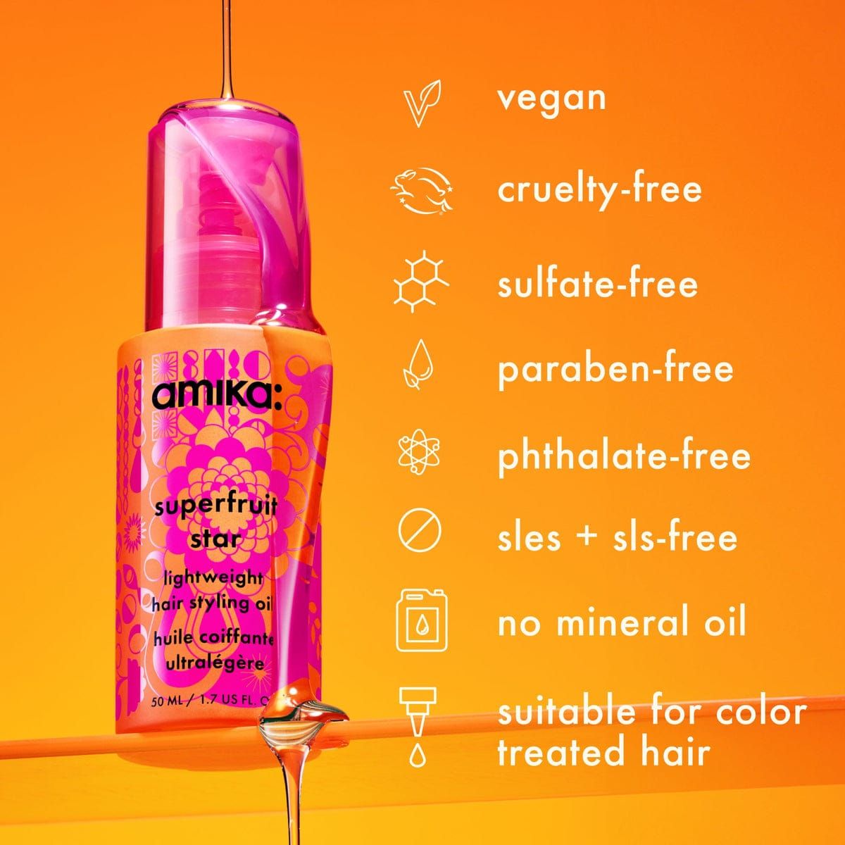 Amika - Superfruit Star Lightweight Hair Styling Oil (50 ml / 1.7 fl oz)_4