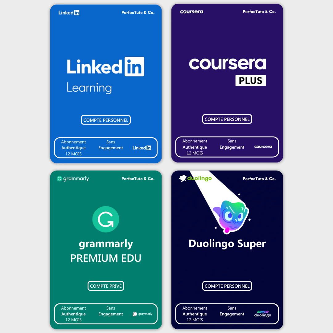 LinkedIn Learning + Coursera Plus + grammarly + Duolingo Plus_0