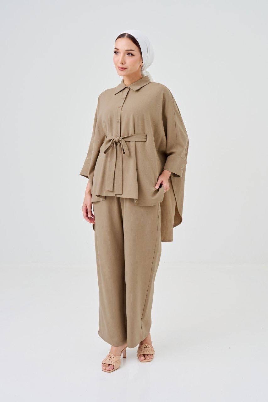 (Pre-order) She Dazzle Lea Caftan Pants set - Wheat Brown_1