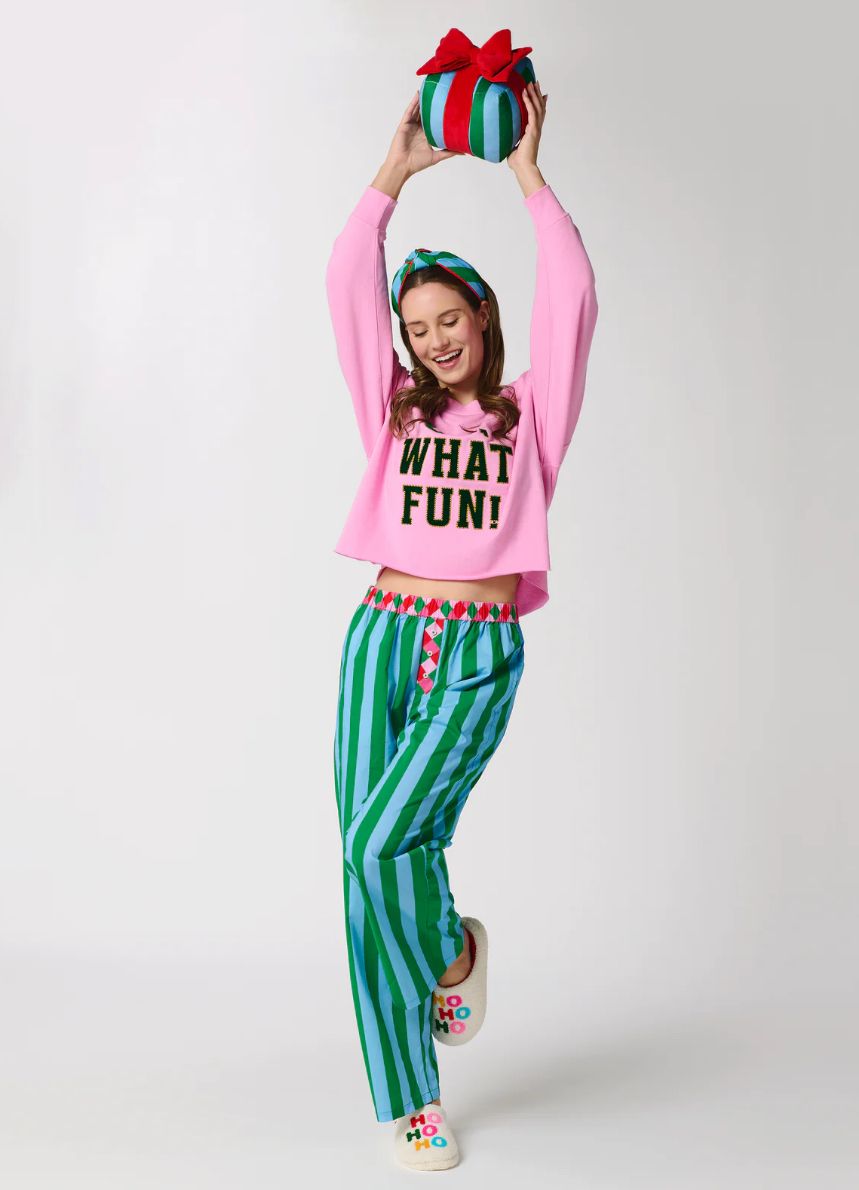 Green festive striped boxer pant_1
