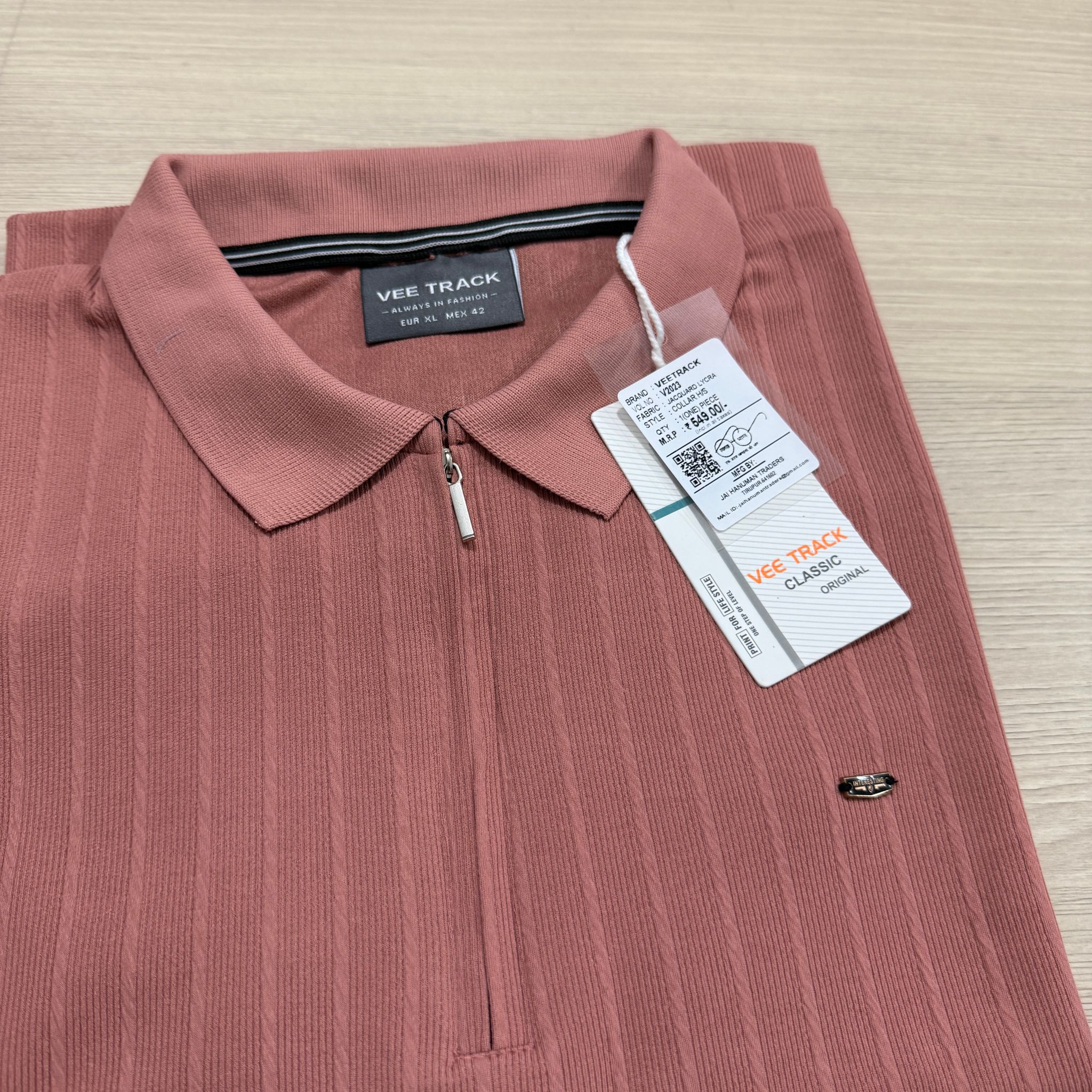 VEE TRACK ZIP COLLAR SET - PEACH_1