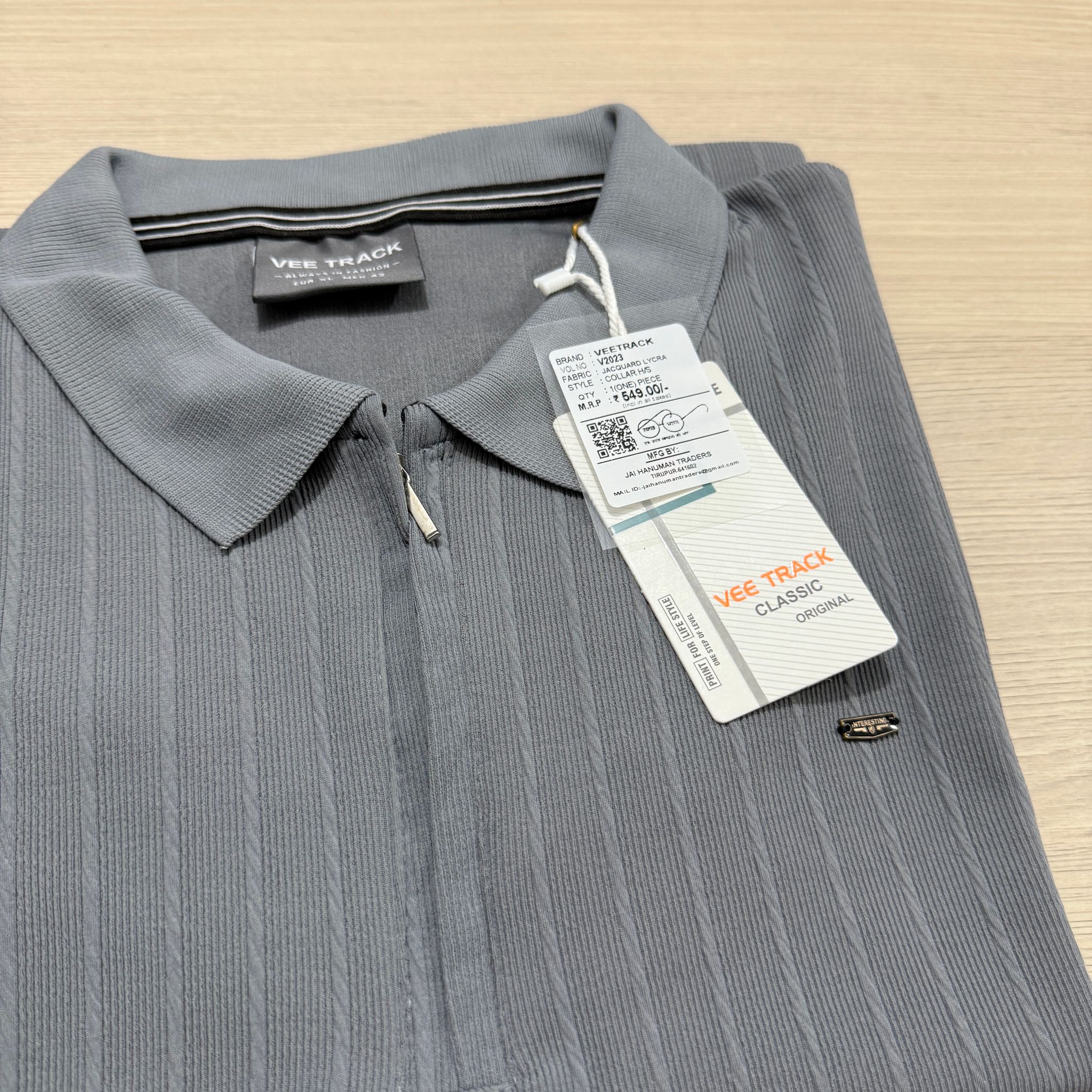 VEE TRACK ZIP COLLAR SET - GRAY_1