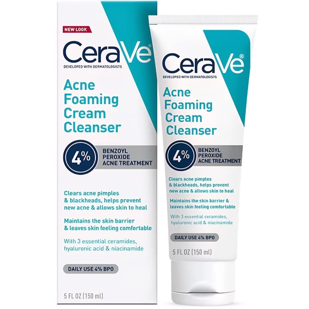 CeraVe - Acne Foaming Cream Cleanser, 4% Benzoyl Peroxide_0