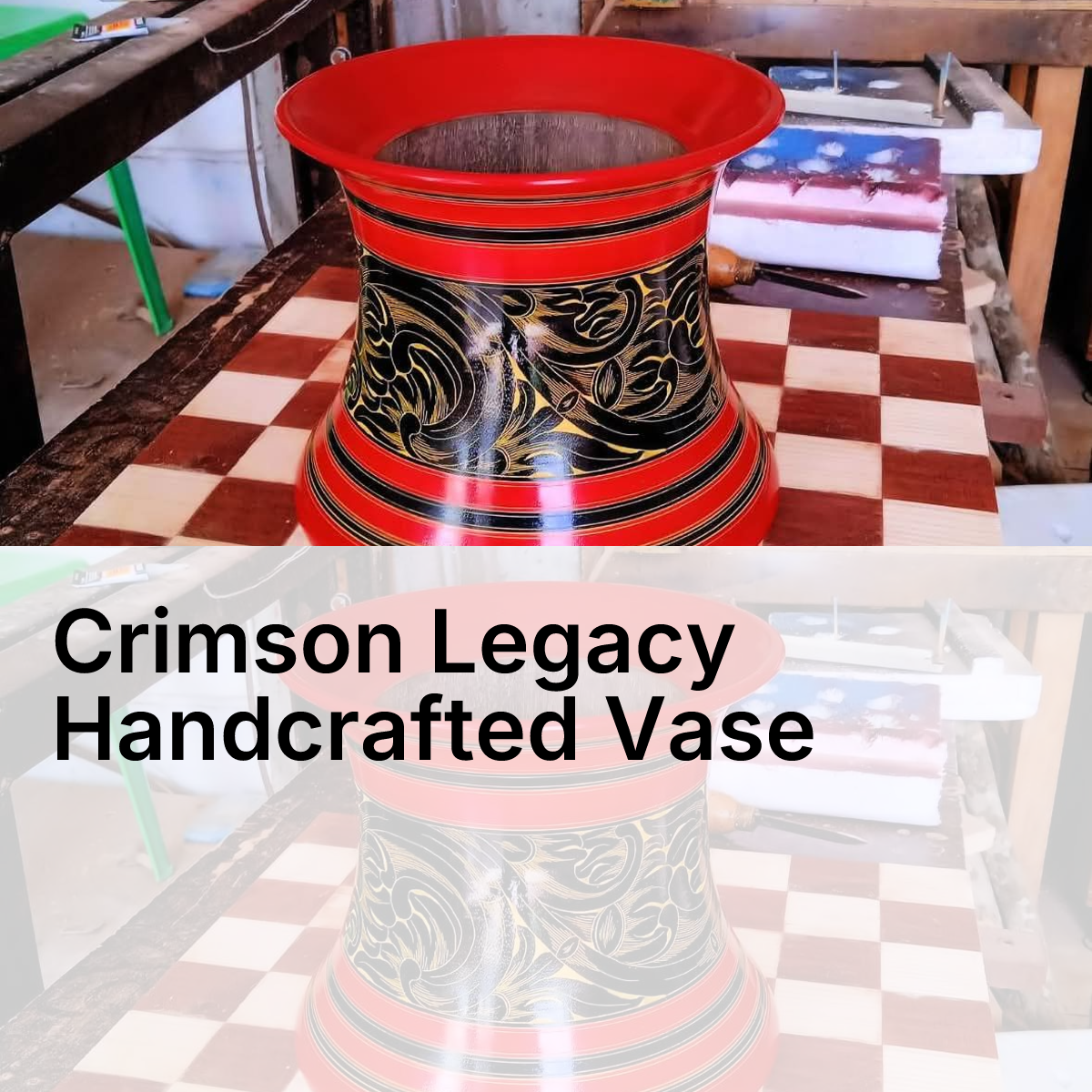 Crimson Legacy Handcrafted Vase – Traditional Maldivian Lacquer Art_0