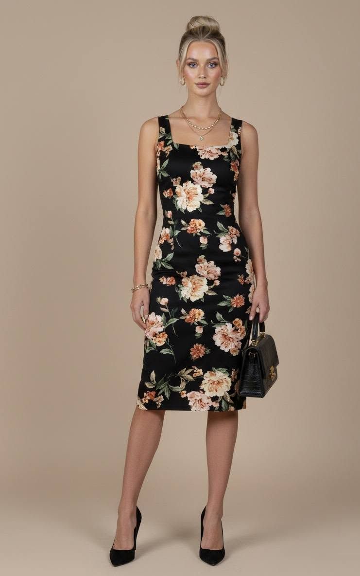 Vestido estampado negro_0