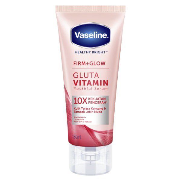 VASELINE HEALTHY BRIGHT FIRM GLOW GLUTA VITAMIN YOUTHFUL BODY SERUM 180ml فازلين هيلثي برايت  سيروم فيرم كلو شد الجسم_0