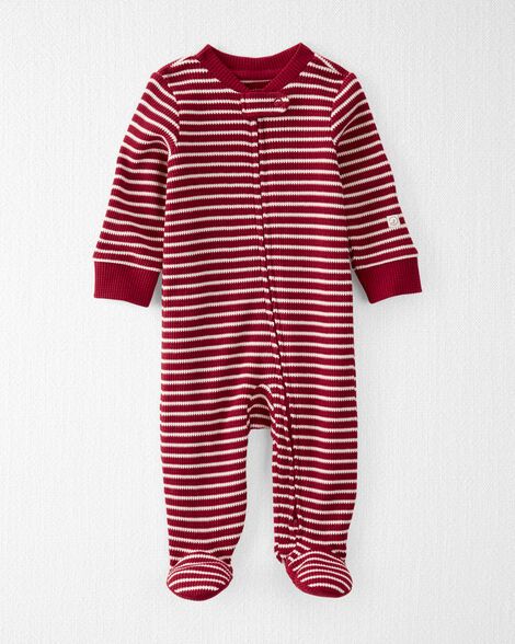 Baby Organic Cotton Waffle Knit Striped Sleep & Play Pajamas_0