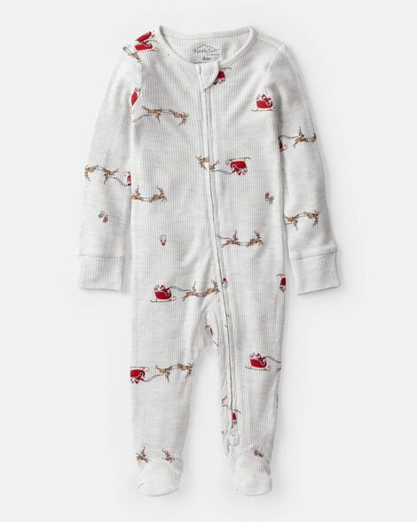 Baby Santa Print PurelySoft Long-Sleeve Snug Fit 1-Piece Pajamas_0