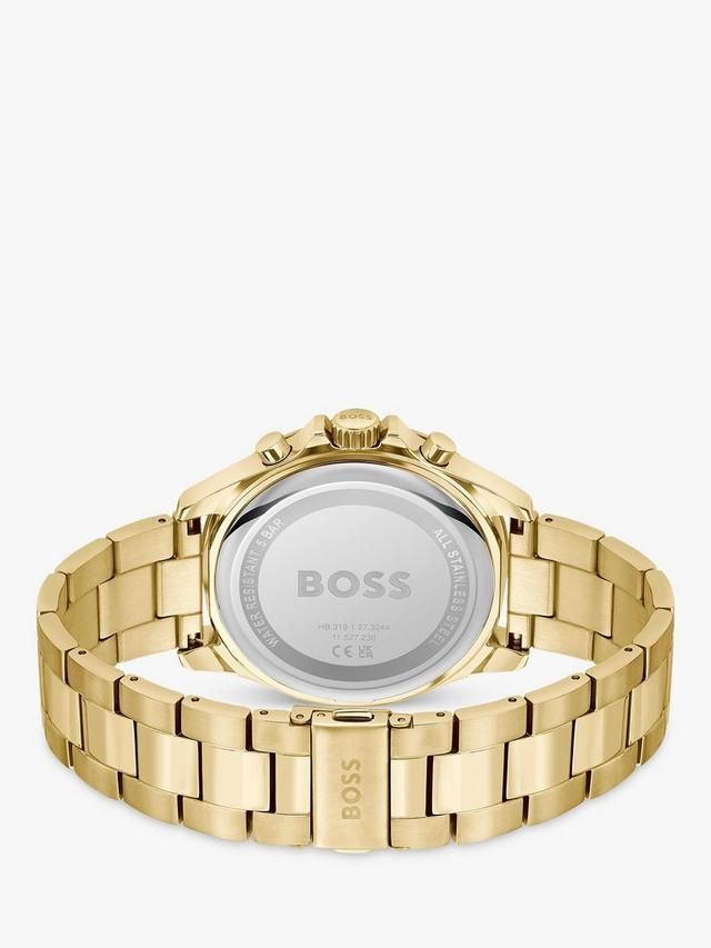 BOSS Men's Troper Chronograph Bracelet Strap Watch, Gold/ Olive Green 1514059_2
