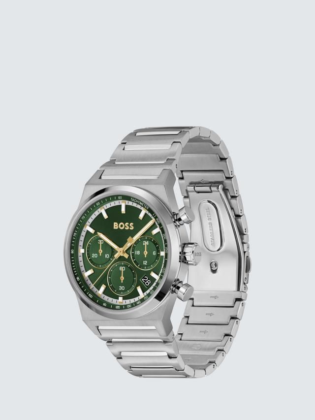 BOSS 1514220 Men's Candor Chronograph Bracelet Strap Watch, Green_2