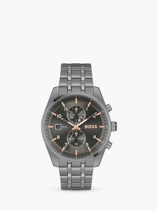 BOSS 1514153 Men's Skytraveller Chronograph Date Bracelet Strap Watch, Grey_0