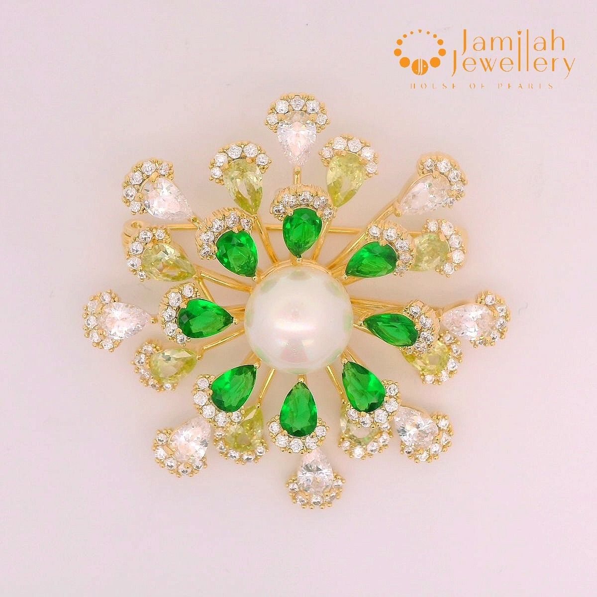 Brooch 18k Gold Plated Ocean Pearl_0