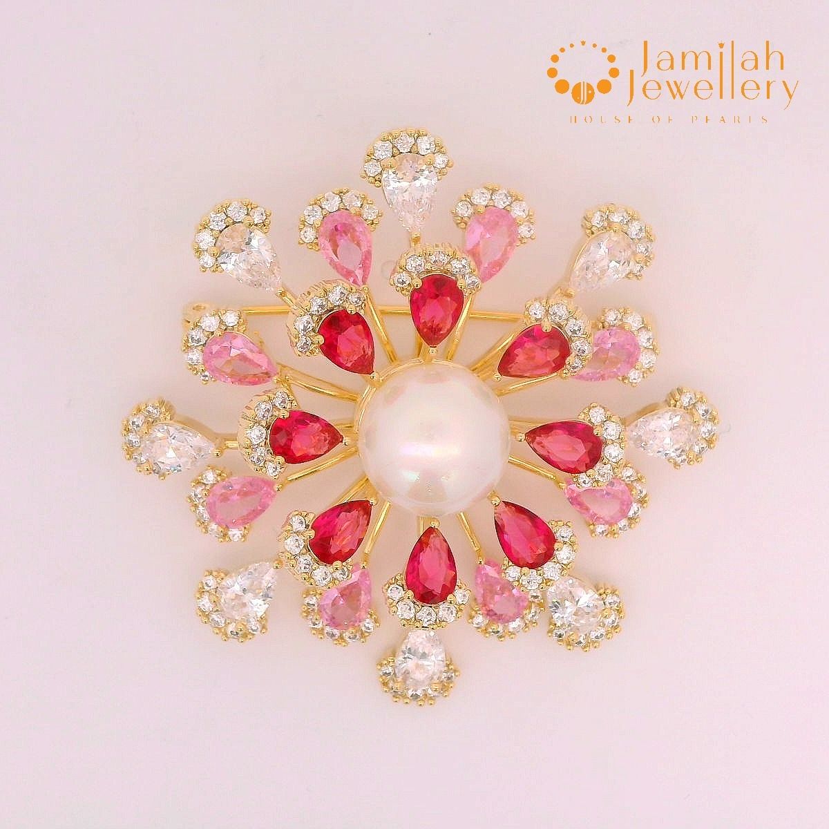 Brooch 18k Gold Plated Ocean Pearl_0