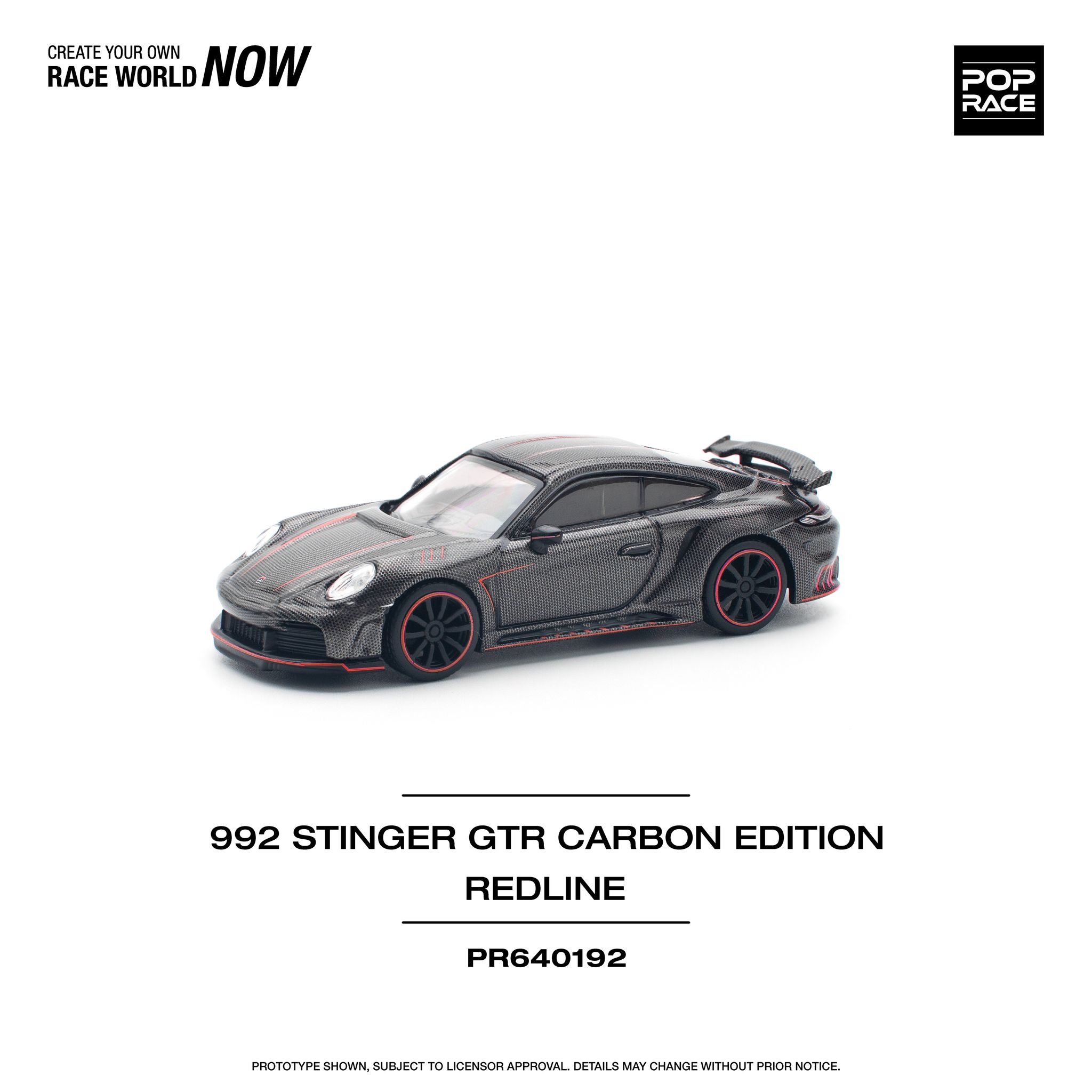 POP RACE MODEL 1/64 PORSCHE 992 STINGER GTR CARBON EDITION - RED LINE_6