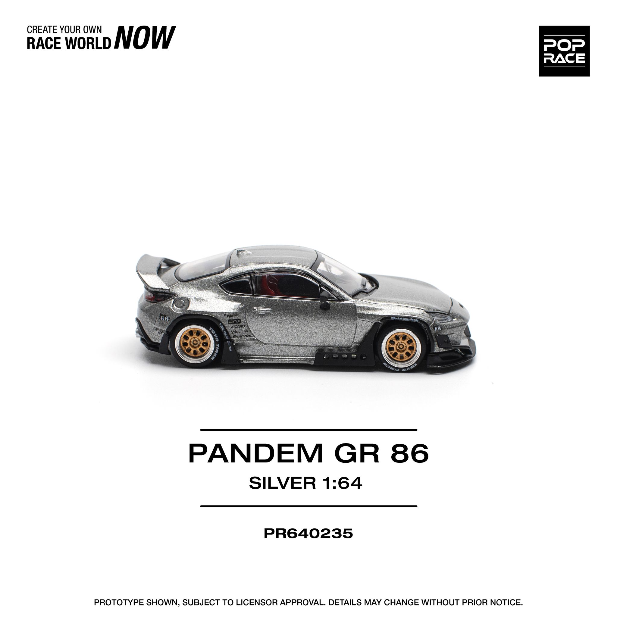 POP RACE MODEL 1/64 PANDEM GR86 - SILVER_3