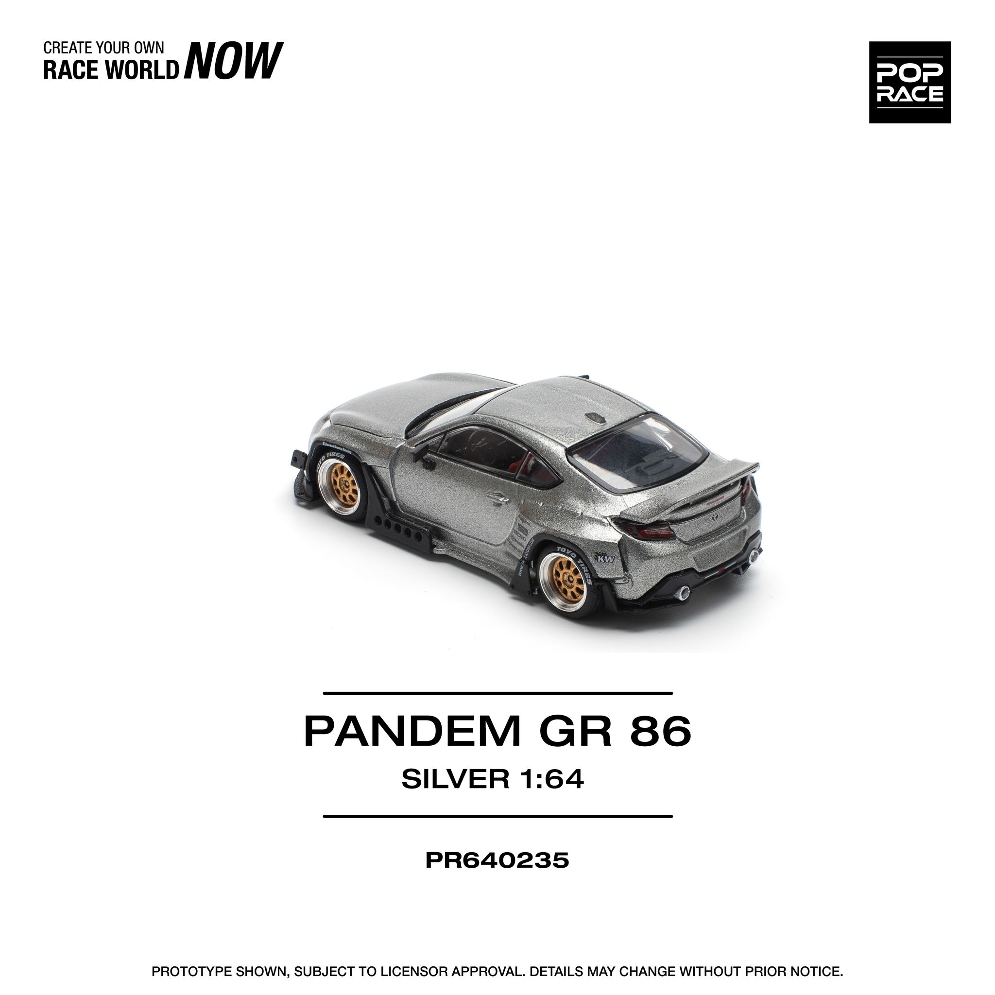 POP RACE MODEL 1/64 PANDEM GR86 - SILVER_7