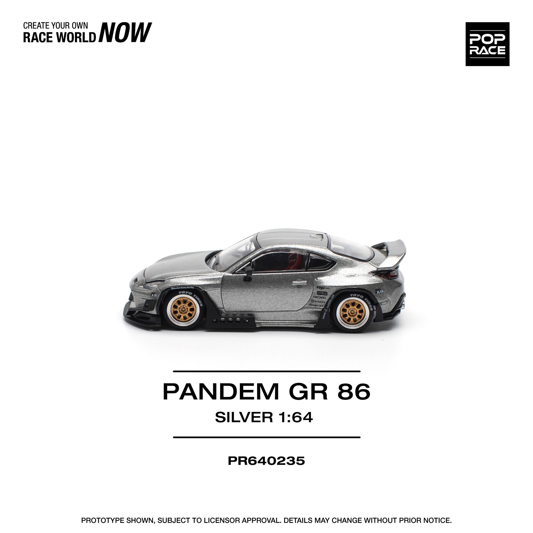 POP RACE MODEL 1/64 PANDEM GR86 - SILVER_6