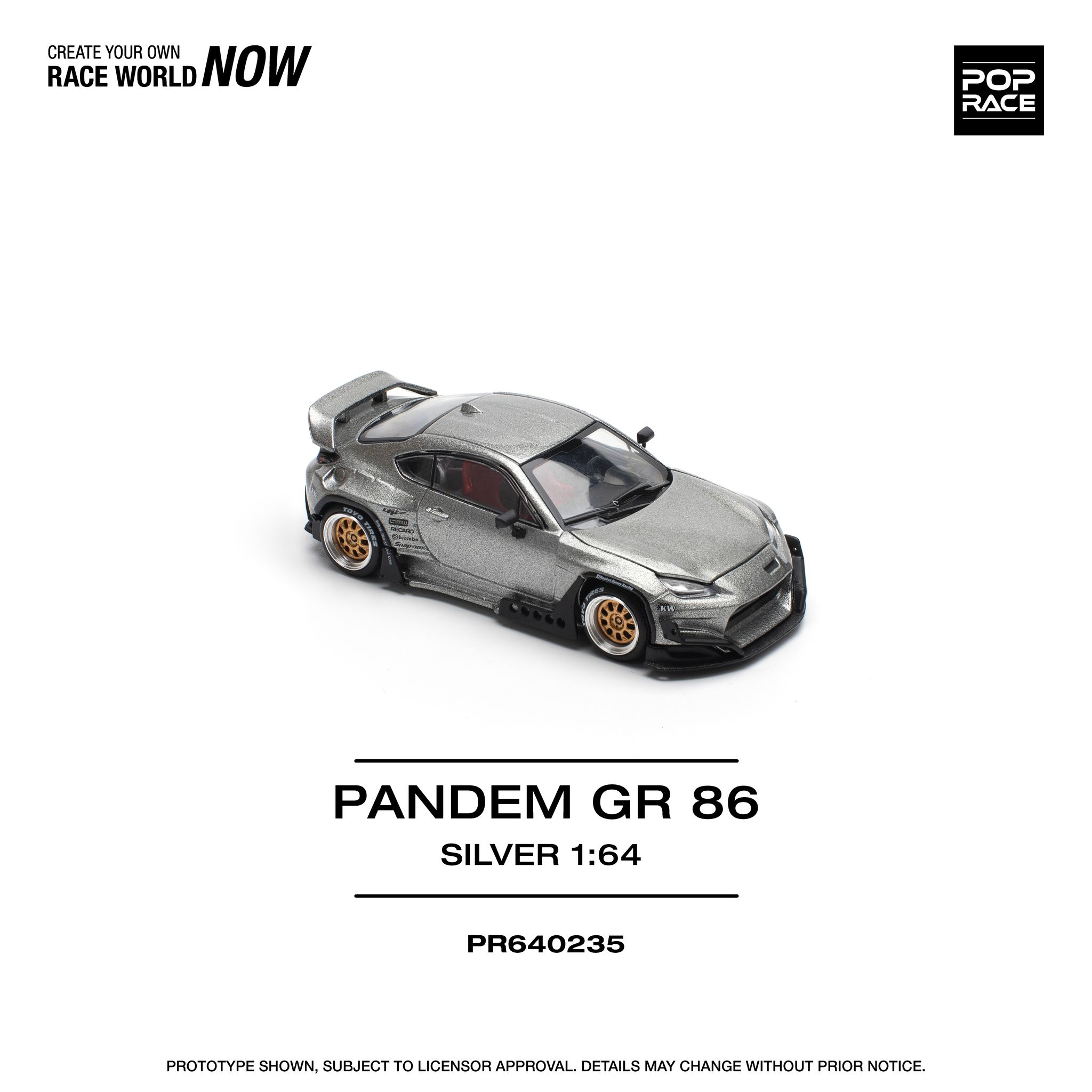 POP RACE MODEL 1/64 PANDEM GR86 - SILVER_1