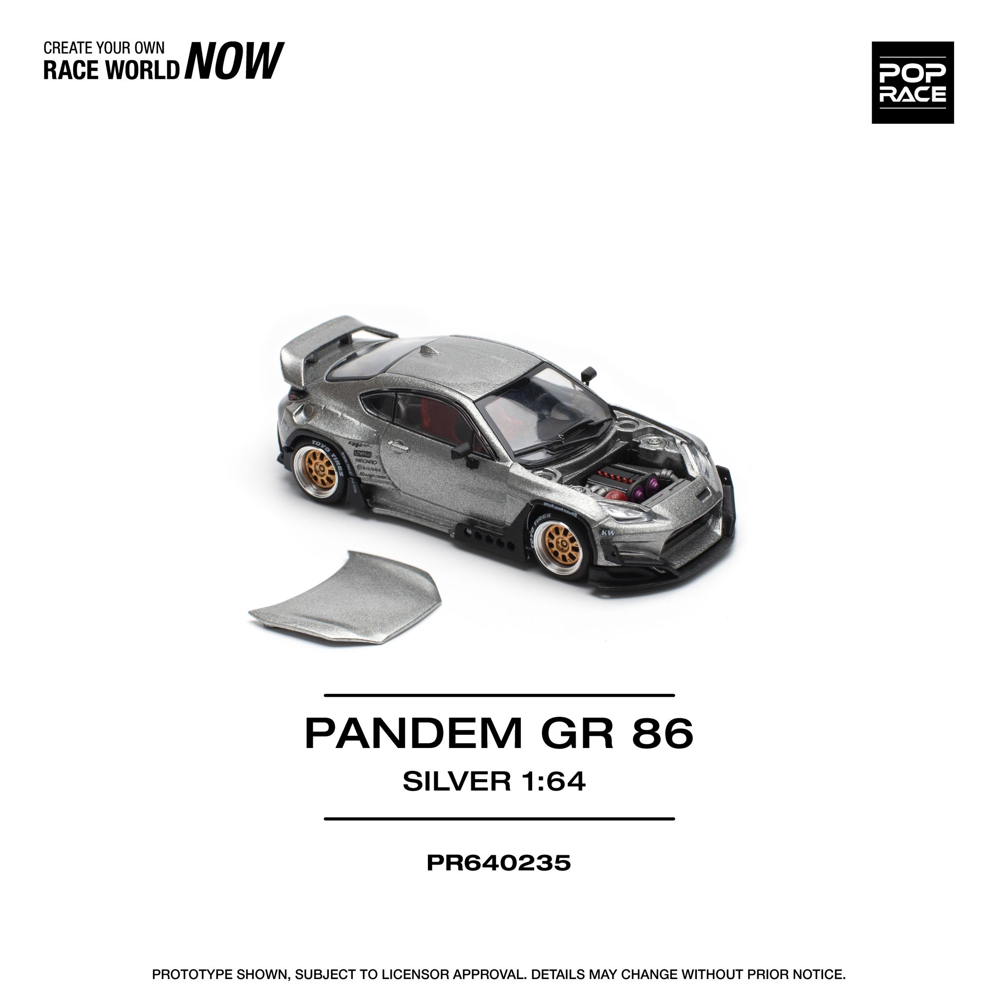 POP RACE MODEL 1/64 PANDEM GR86 - SILVER_0