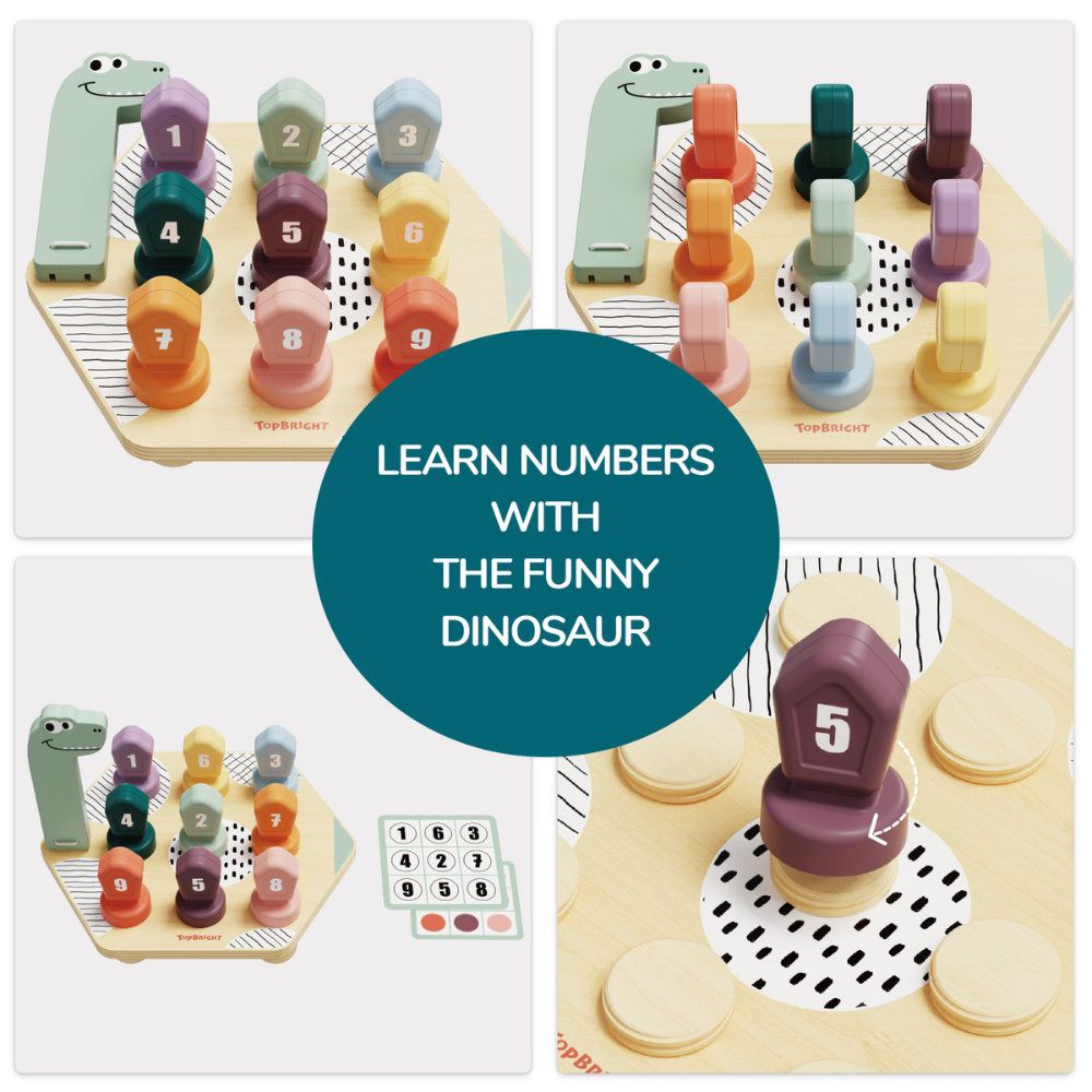 TopBright Happy Dino Twist - Number & Colour Matching Game (20pcs)_2