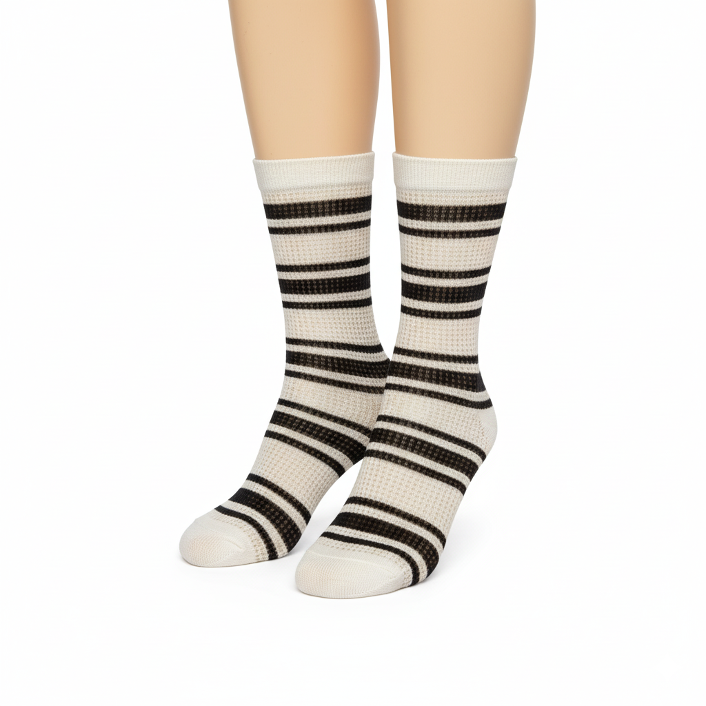[10094] - 2 Pairs Women’s Bamboo High-Cut Crew Socks – Soft, Breathable & Eco-Friendly Comfort _0