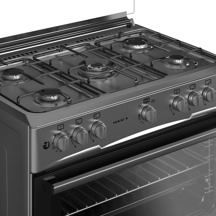 MAXI 60*90(5B) INOX Gas cooker with oven_2