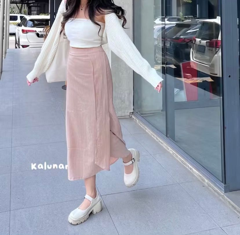 ￼KALUNAR Lumi Skirt (Rok Korean Flowy Bahan Jatuh Wanita)_1