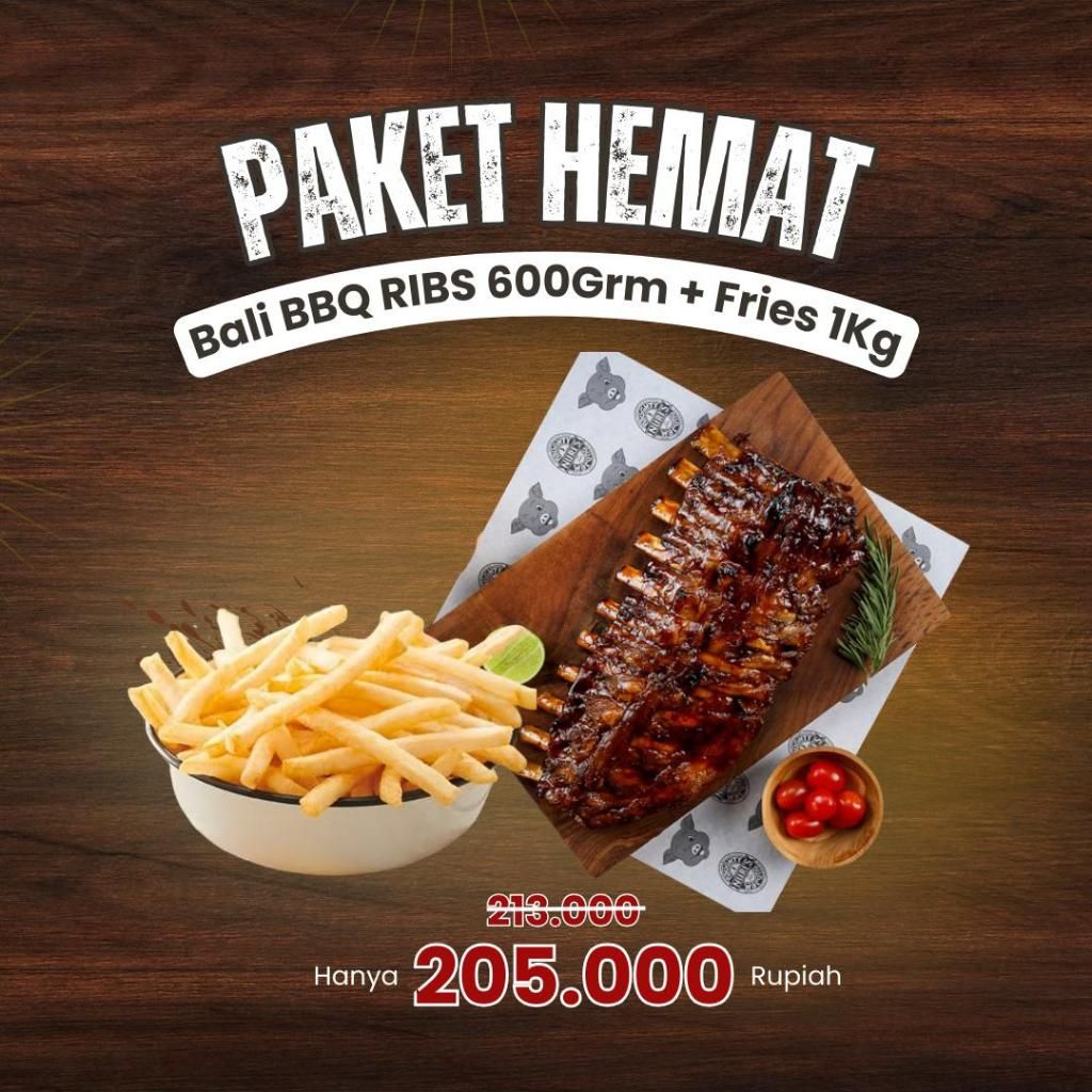Paket Hemat Bali BBQ Ribs 1 pcs + Fries 1 kg_0